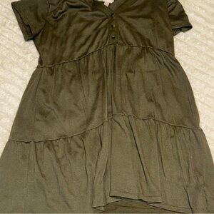 Olive Green Tiered Dress